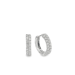 0.60ct Double Row Pave Set Diamond Hoops in 18ct White Gold