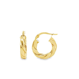 9ct Yellow Gold Flat Twisted Rope Hoop Earrings