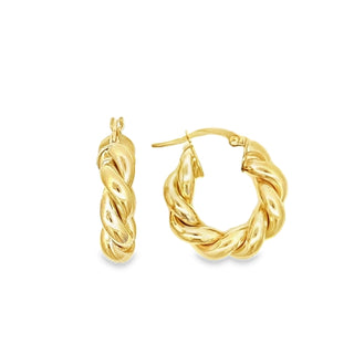 9ct Yellow Gold Twisted Rope Hoop Earrings