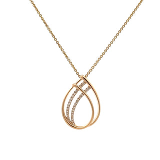 0.11ct Pear Shaped Diamond Set Open Pendant in 18ct Yellow Gold on 9ct Yellow Gold Trace Chain