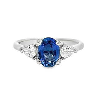 Sapphire and Diamond Three Stone Diamond Ring in Platinum