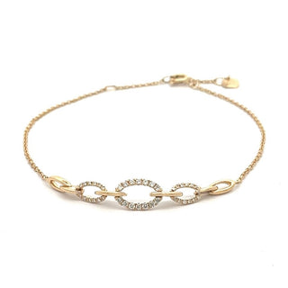 0.16ct Fancy Diamond Set Oval Link Fine Chain Bracelet in 18ct Yellow Gold