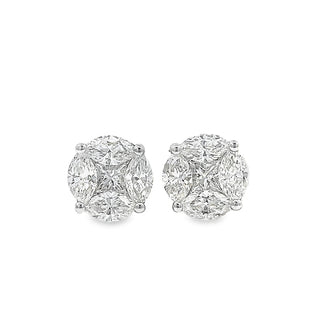 0.60ct Invisible Set Diamond Stud Earrings in 18ct White Gold