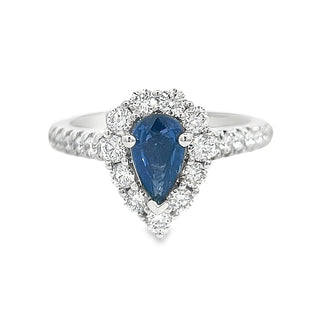 Sapphire and Diamond Pear Cluster Ring in Platinum