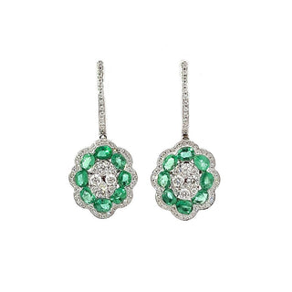 Emerald and Diamond Fancy Drop Earrings in 18ct White Gold