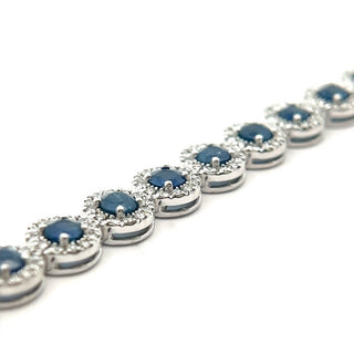 Sapphire and Diamond Round Shaped Cluster Bracelet in 18ct White Gold